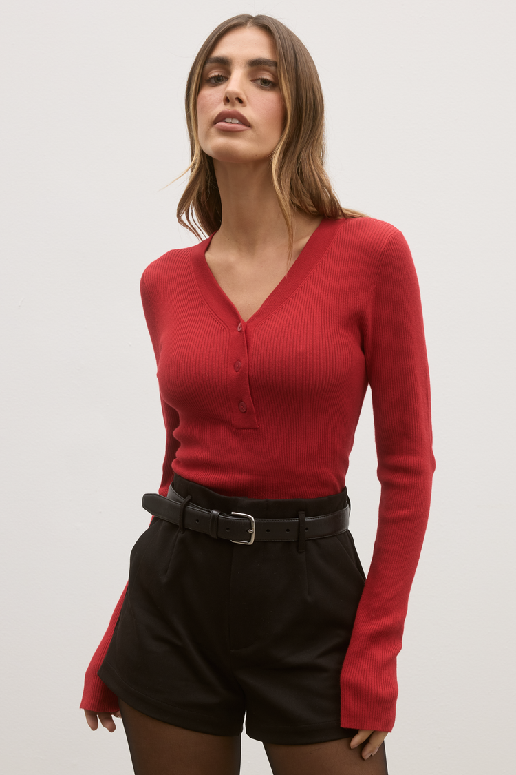 NIA KNIT TOP - RED