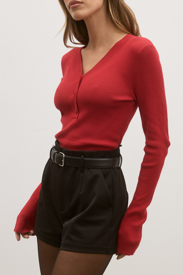 NIA KNIT TOP - RED