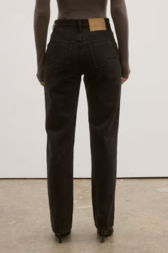 Julia Straight Leg Jean in Backstage Black, view 4, Bayse Brand