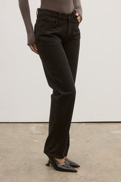 Julia Straight Leg Jean in Backstage Black, view 5, Bayse Brand