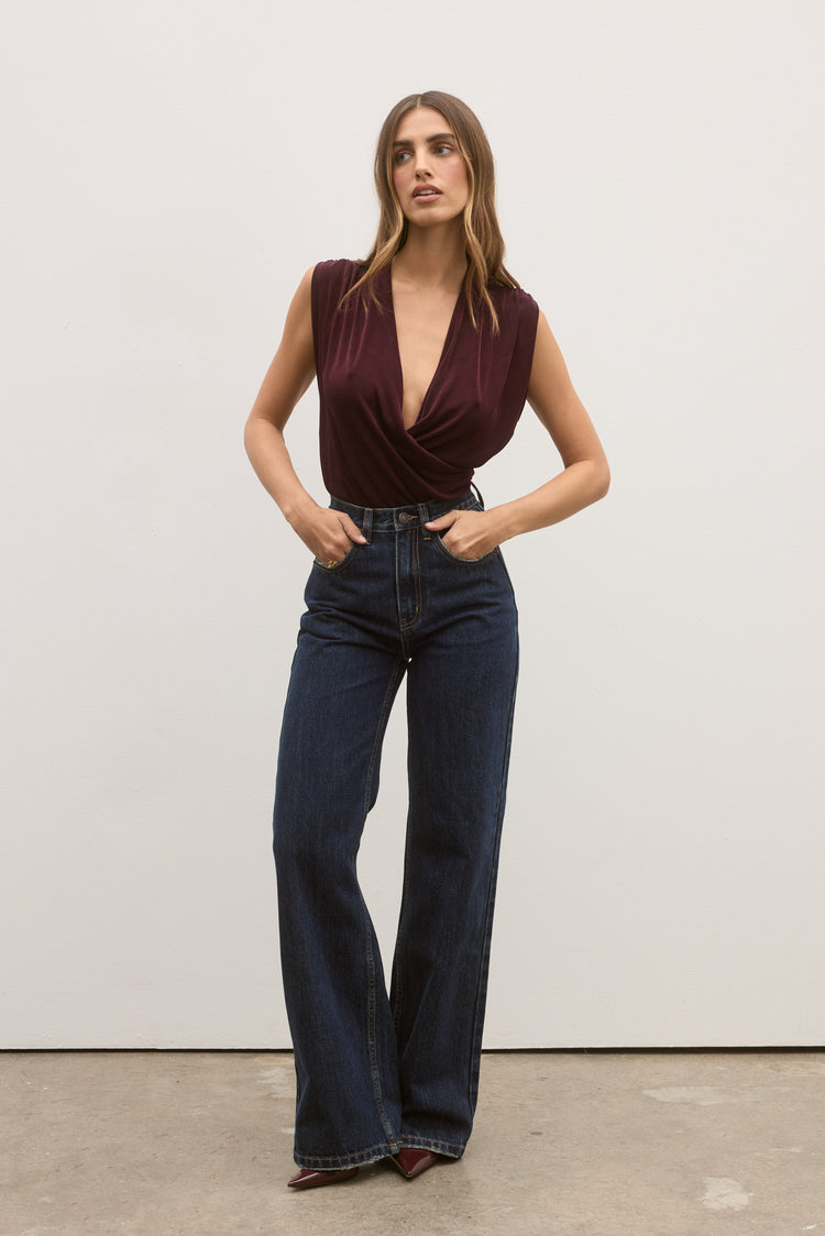 CAMILLE RELAXED FLARE JEAN - RINSE BLUE