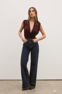 Camille Relaxed Flare Jean in Rinse Blue, view 1, Bayse Brand