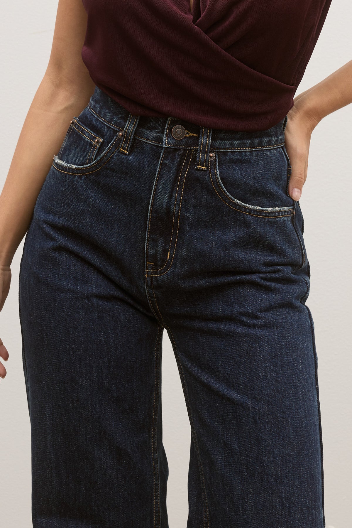 Camille Relaxed Flare Jean in Rinse Blue, view 2, Bayse Brand