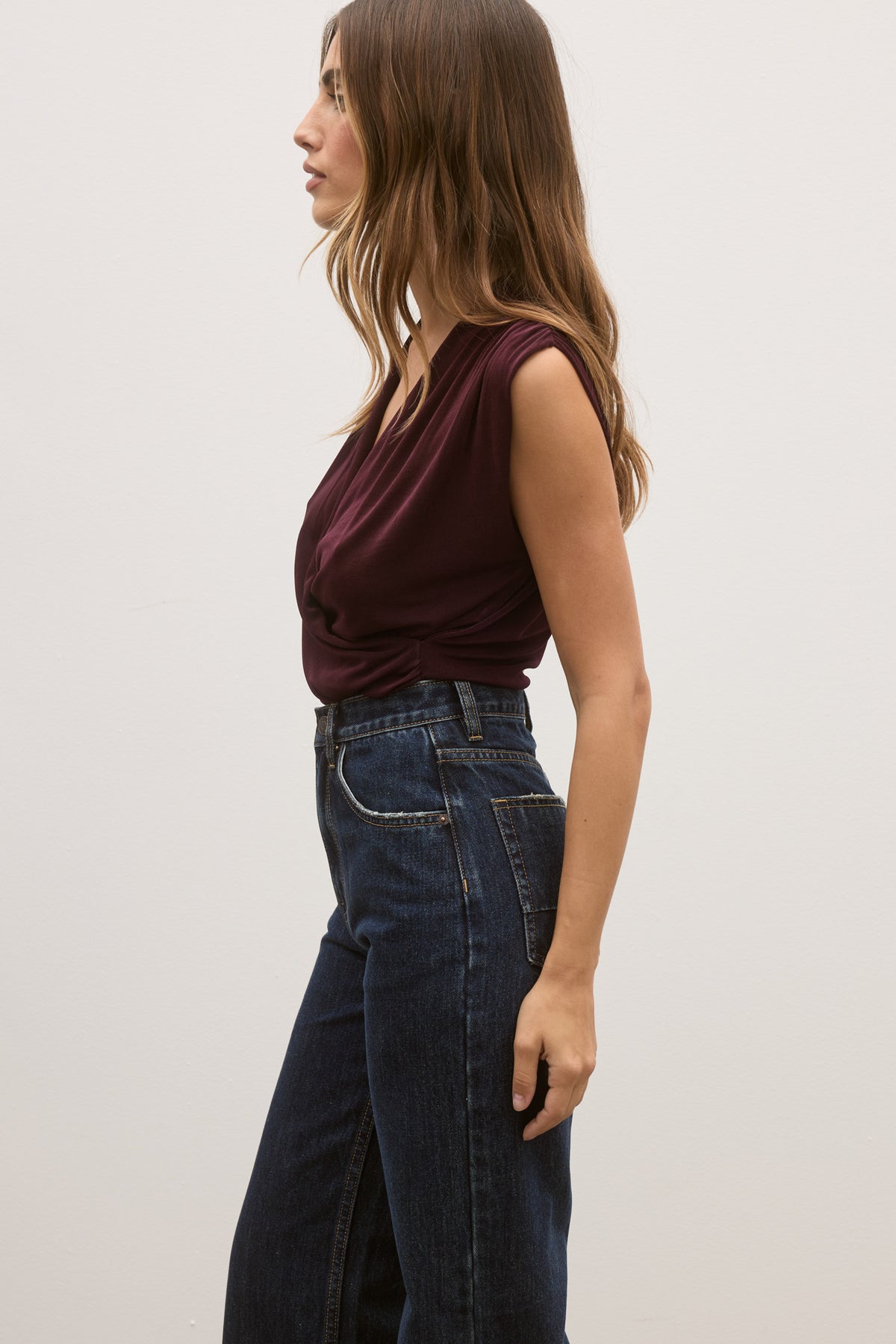 Camille Relaxed Flare Jean in Rinse Blue, view 3, Bayse Brand