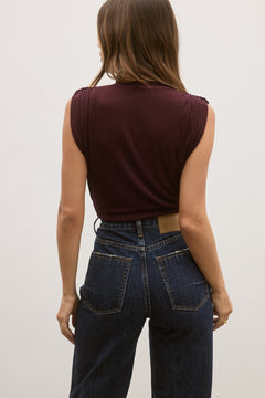 Camille Relaxed Flare Jean in Rinse Blue, view 4, Bayse Brand