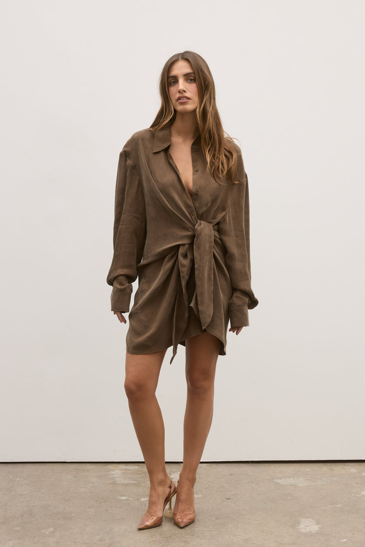 NOAH SHIRT DRESS - CHOCOLATE