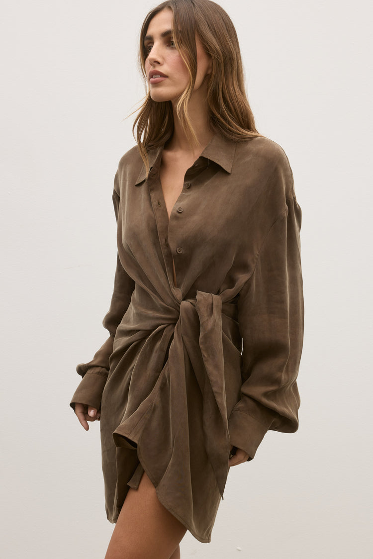 NOAH SHIRT DRESS - CHOCOLATE