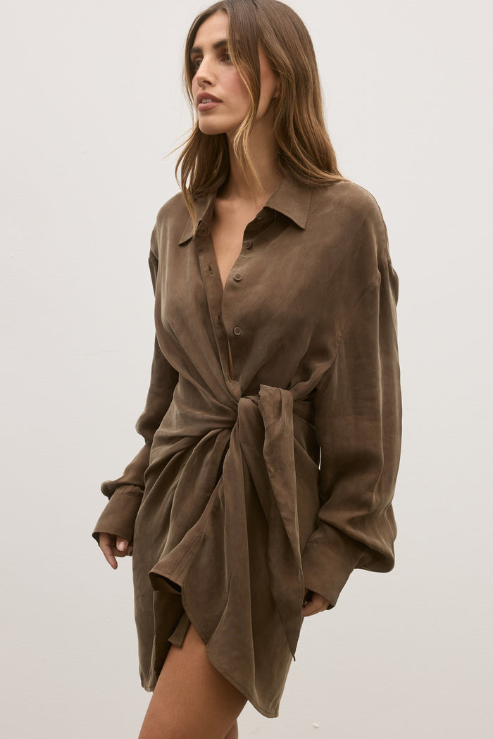NOAH SHIRT DRESS - CHOCOLATE