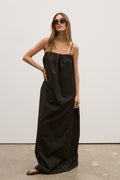 Carrie Gathered Neck Maxi Dress in Black, view 1, Bayse Brand
