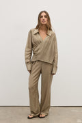 Lior Relaxed Straight Leg Pant in Bark, view 1, Bayse Brand