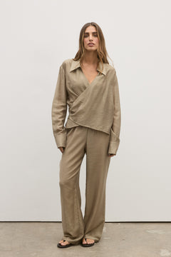 Lior Relaxed Straight Leg Pant in Bark, view 1, Bayse Brand