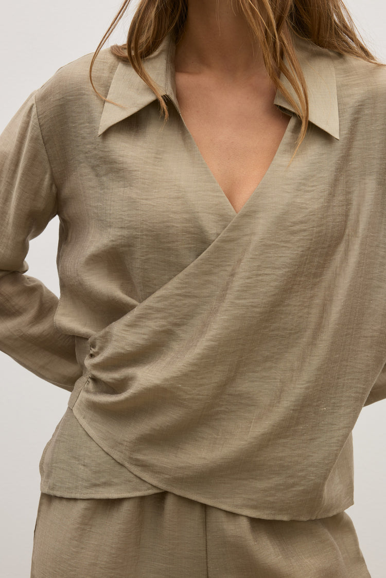 NOIR WRAP SHIRT - BARK