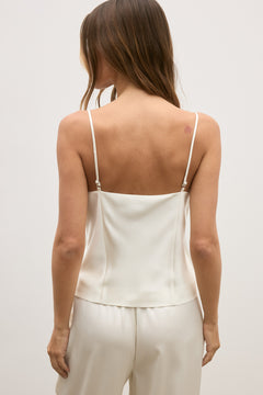 Celeste Draped Scoop Neck Top in Ivory, view 4, Bayse Brand