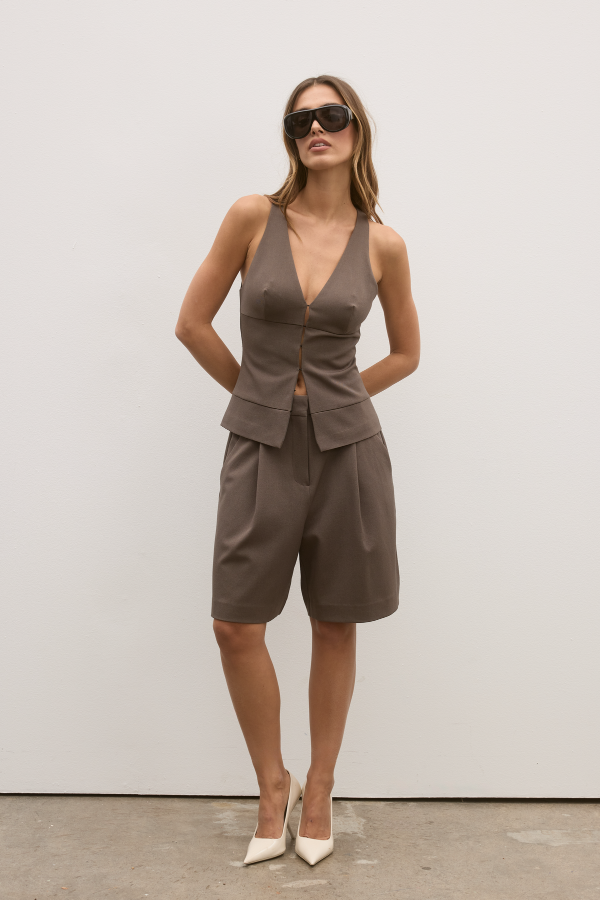 REEVE HALTER TOP - MINK