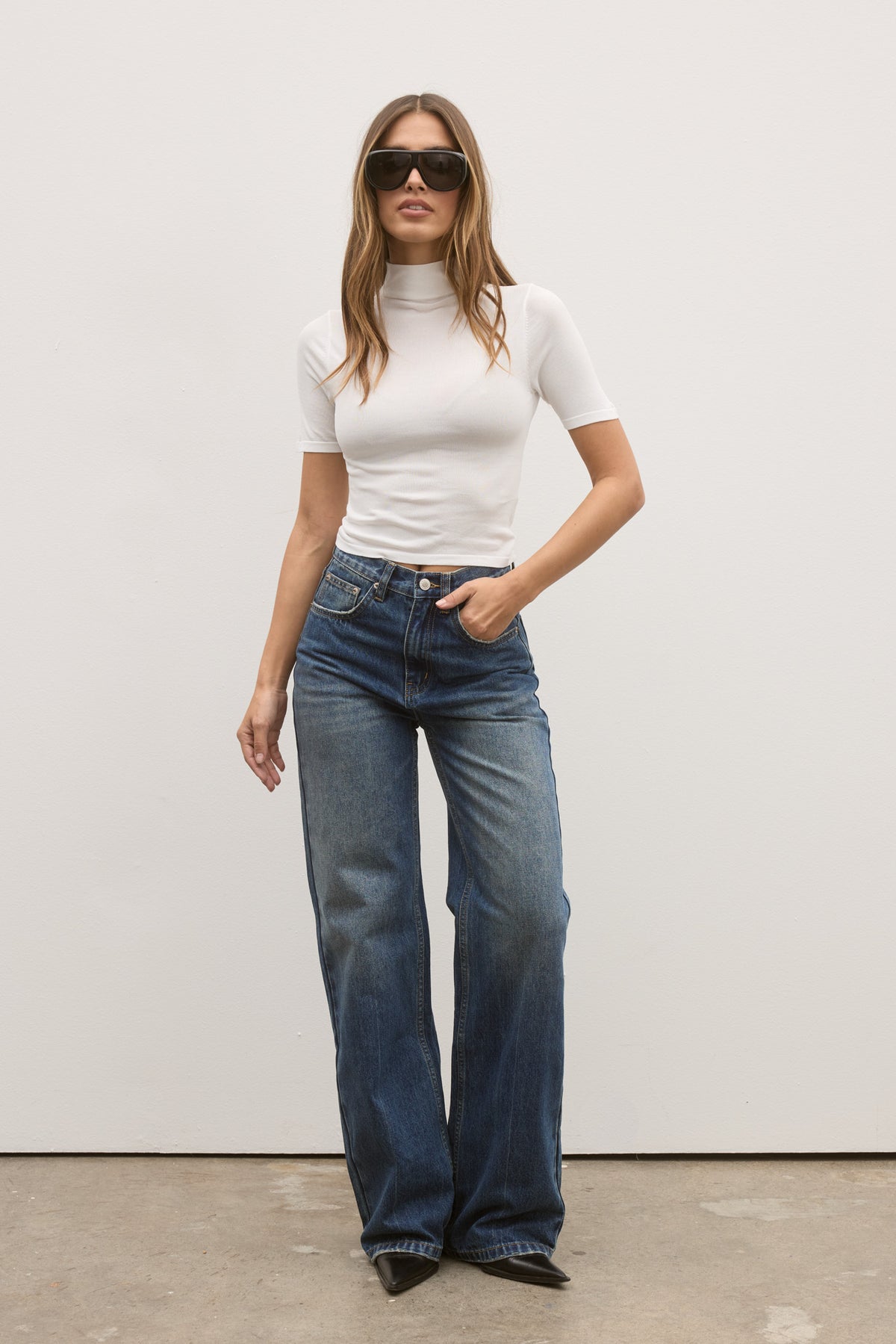 Camille Relaxed Flare Jean in Ash Tide, view 1, Bayse Brand