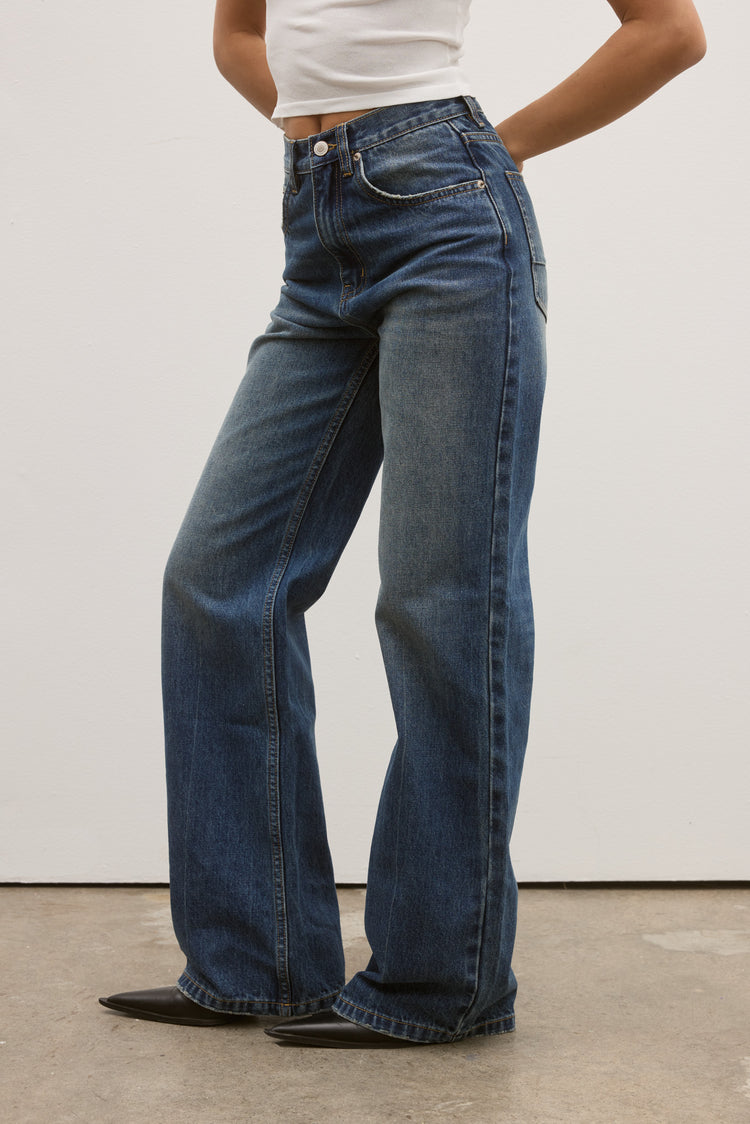 CAMILLE RELAXED FLARE JEAN - ASH TIDE