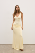Kalina Draped Maxi Skirt in Lemon, view 1, Bayse Brand