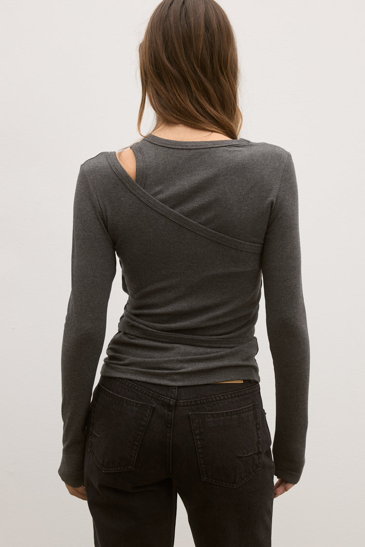 ASKA TOP - DARK HEATHER GREY