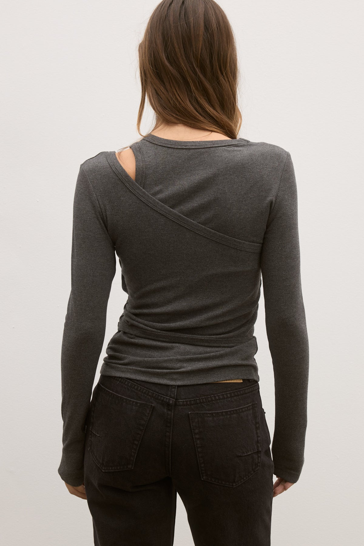 ASKA TOP - DARK HEATHER GREY