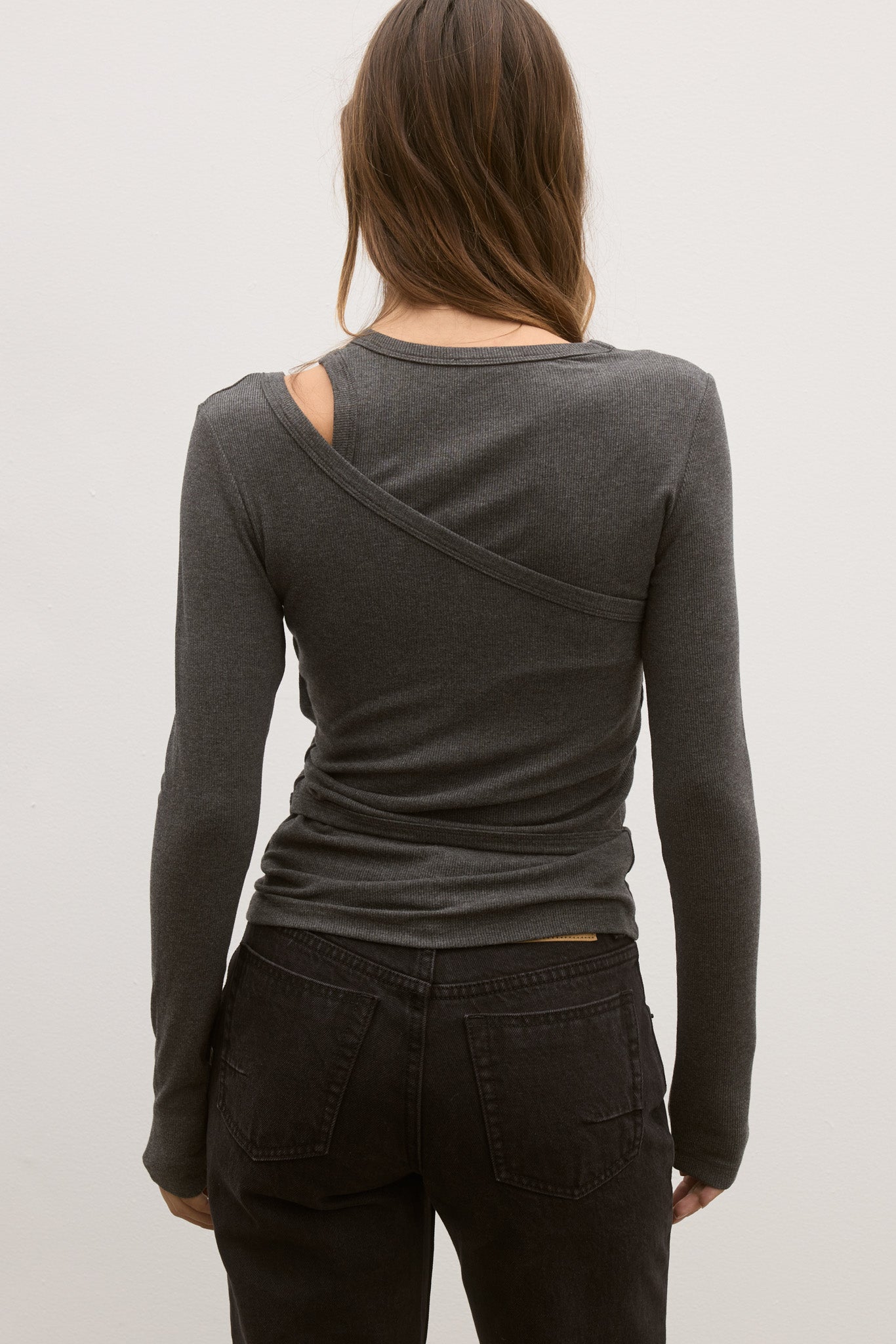 ASKA TOP - DARK HEATHER GREY