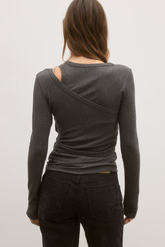 ASKA TOP - DARK HEATHER GREY