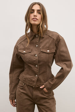 VIOLET DENIM JACKET - CHOCOLATE
