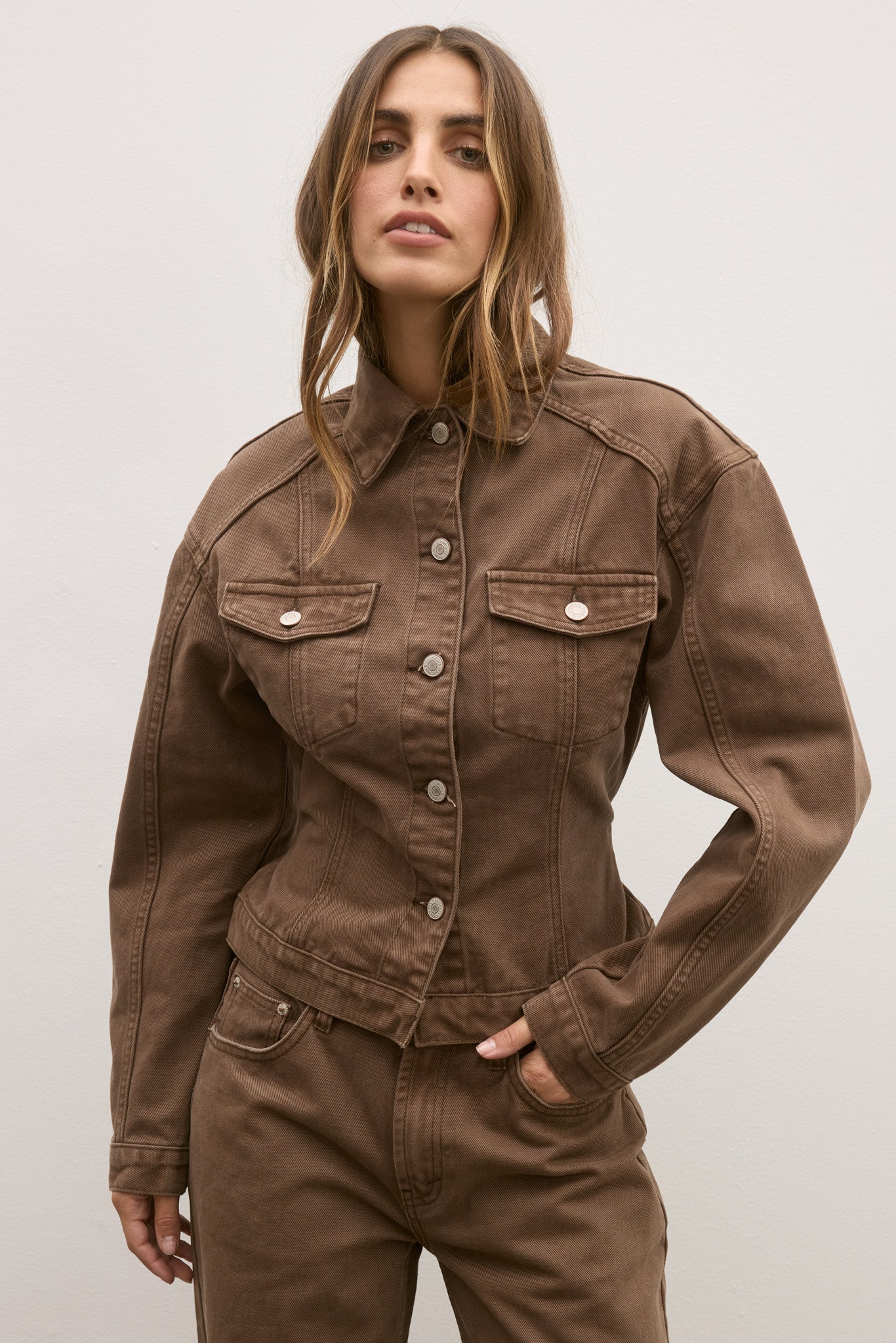 VIOLET DENIM JACKET - CHOCOLATE