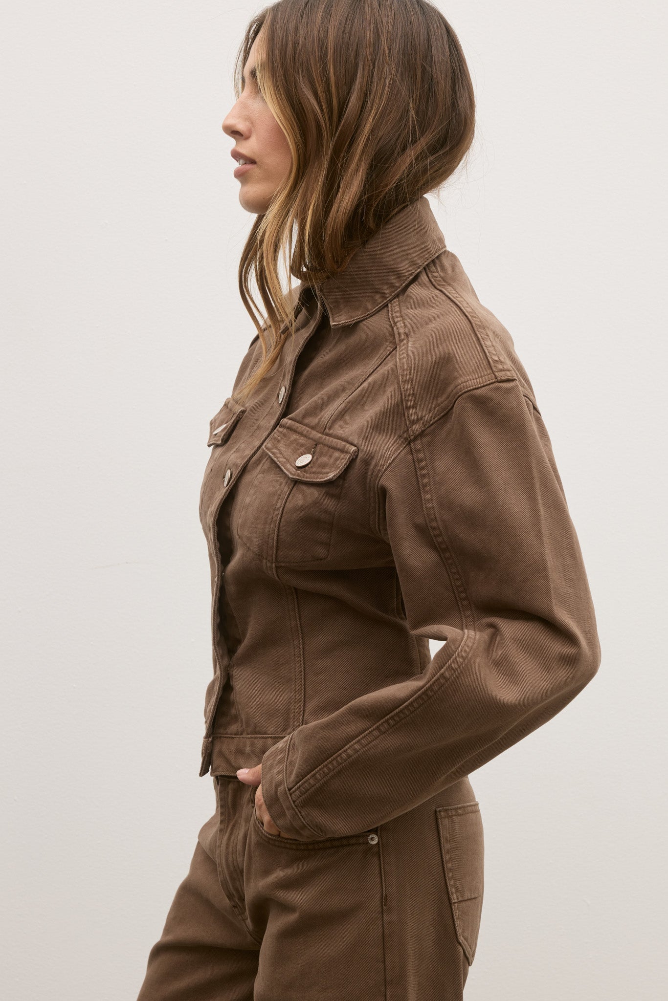 VIOLET DENIM JACKET - CHOCOLATE