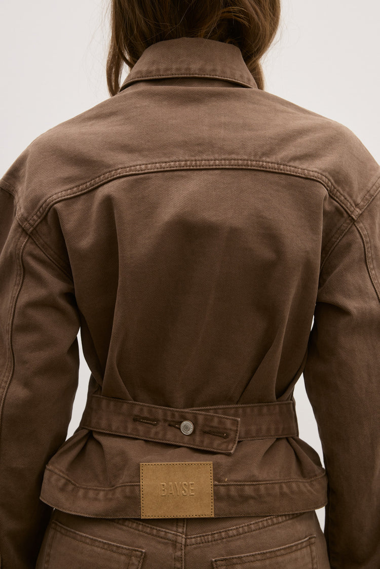 VIOLET DENIM JACKET - CHOCOLATE