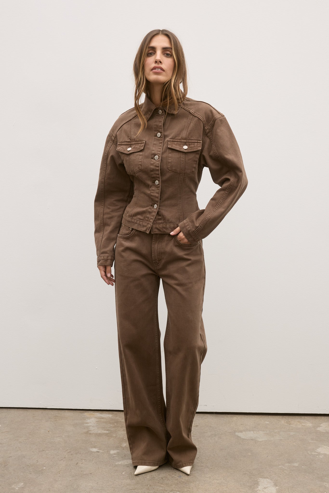 VIOLET DENIM JACKET - CHOCOLATE