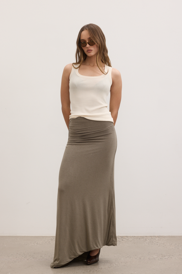 KALINA MAXI SKIRT - KHAKI