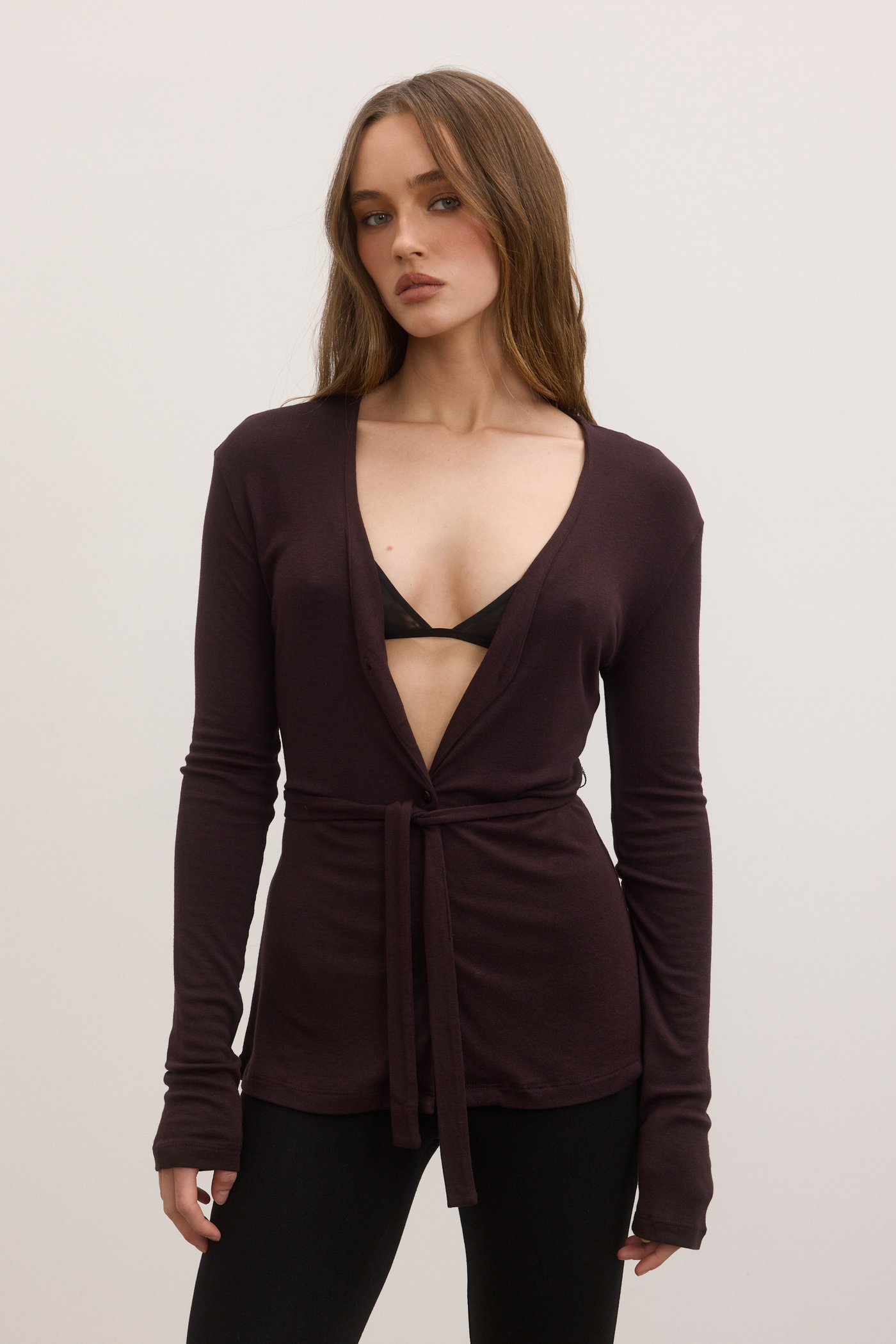 SERAFINA BUTTON UP - BLACK CHERRY