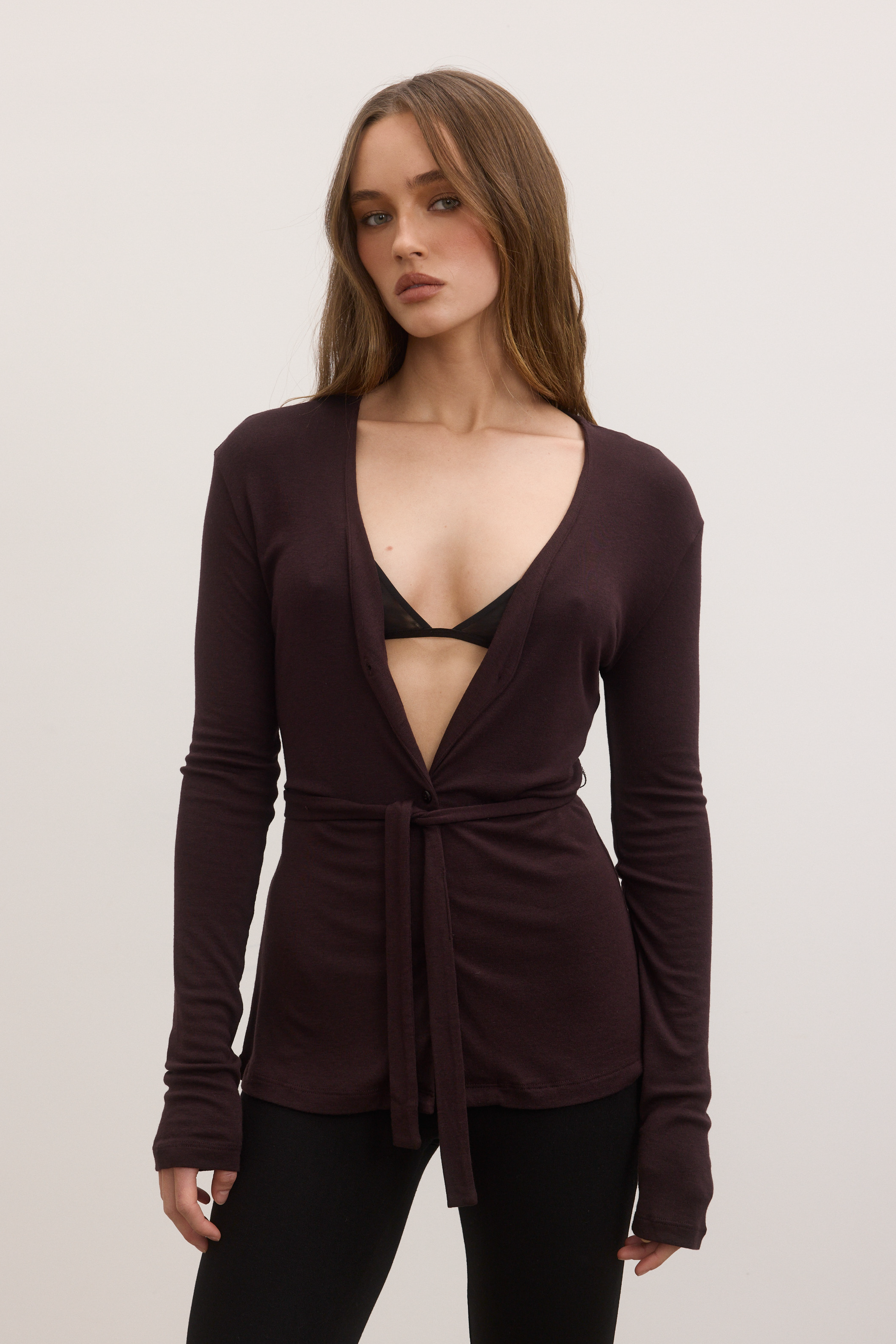 SERAFINA BUTTON UP - BLACK CHERRY