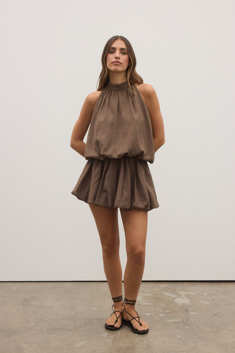 GENEVIEVE DRESS - CHOCOLATE