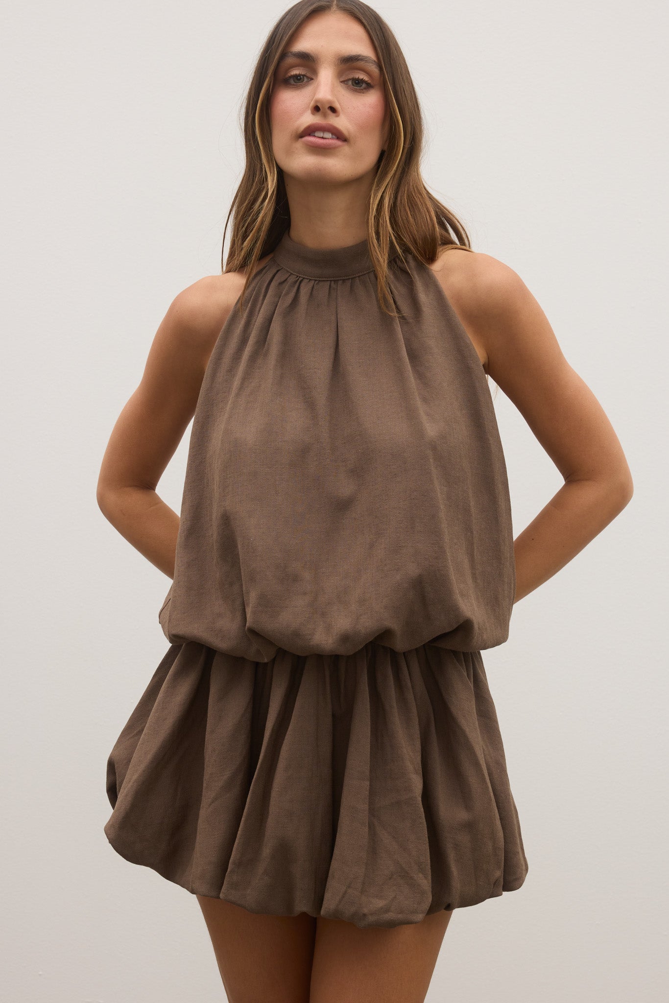 GENEVIEVE DRESS - CHOCOLATE
