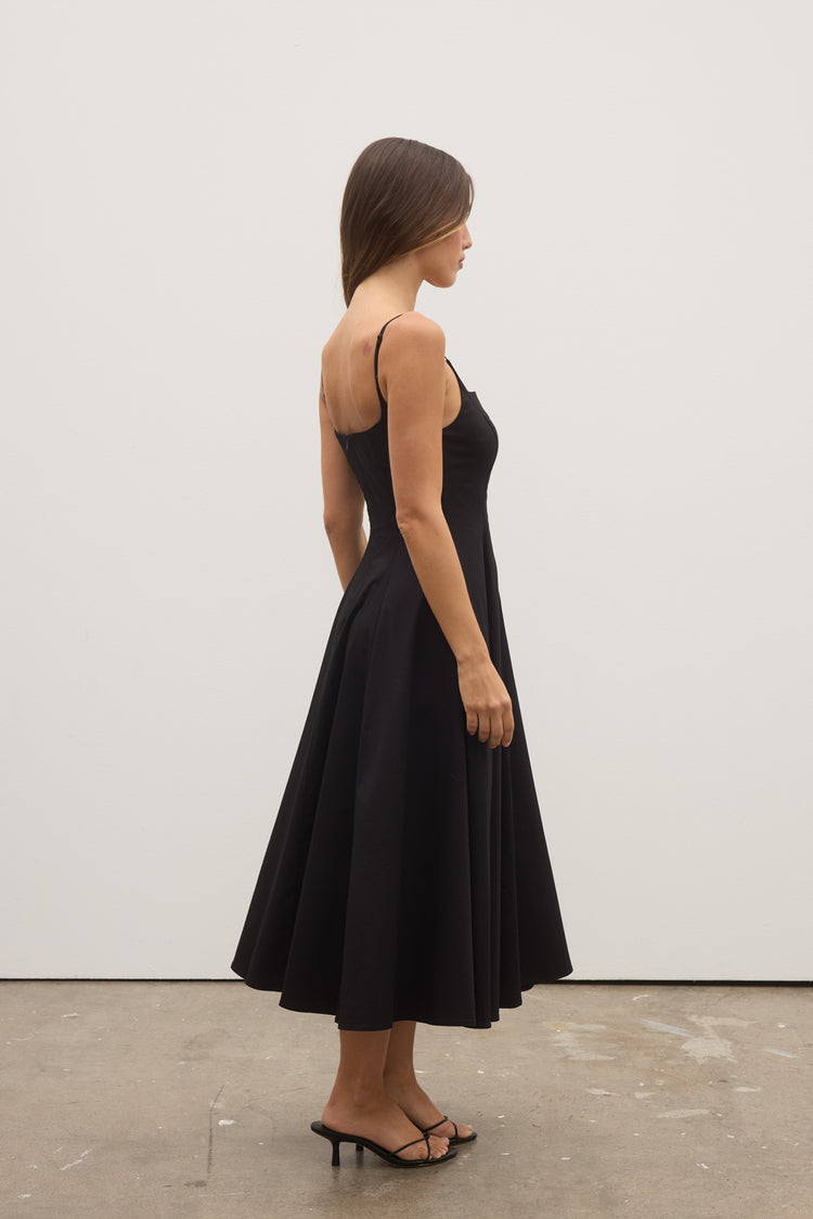 ODESSA MIDI DRESS - BLACK