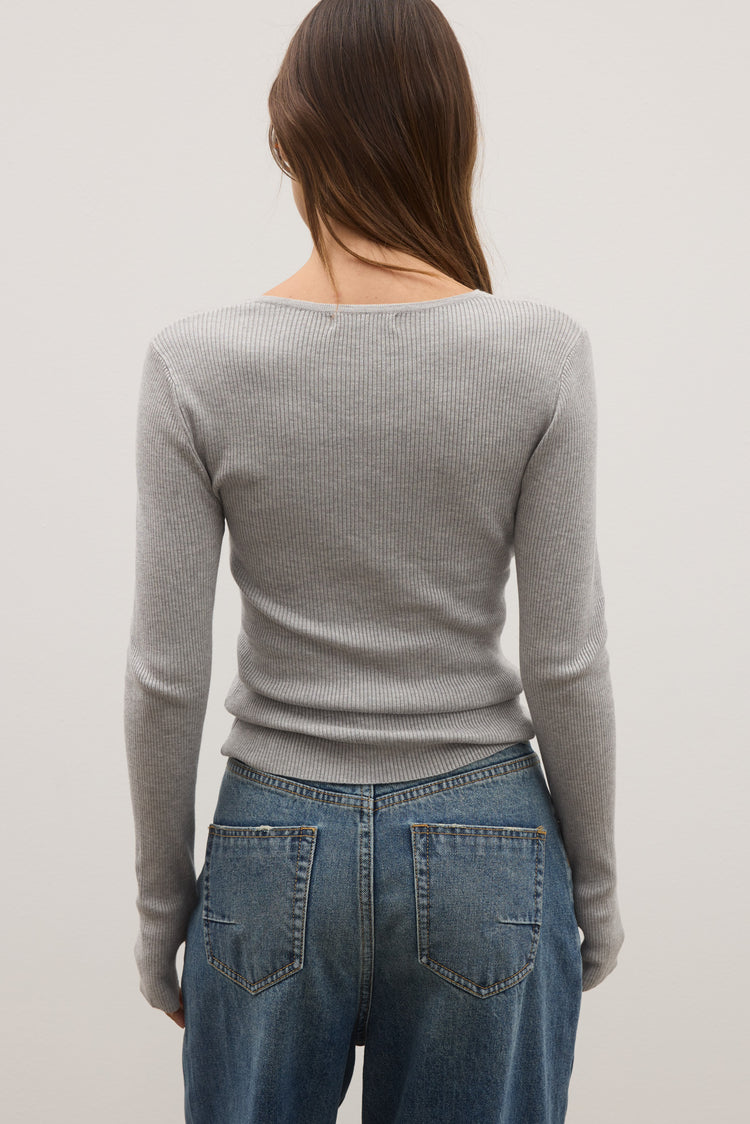 JAYDE KNIT TOP -  GREY MARLE