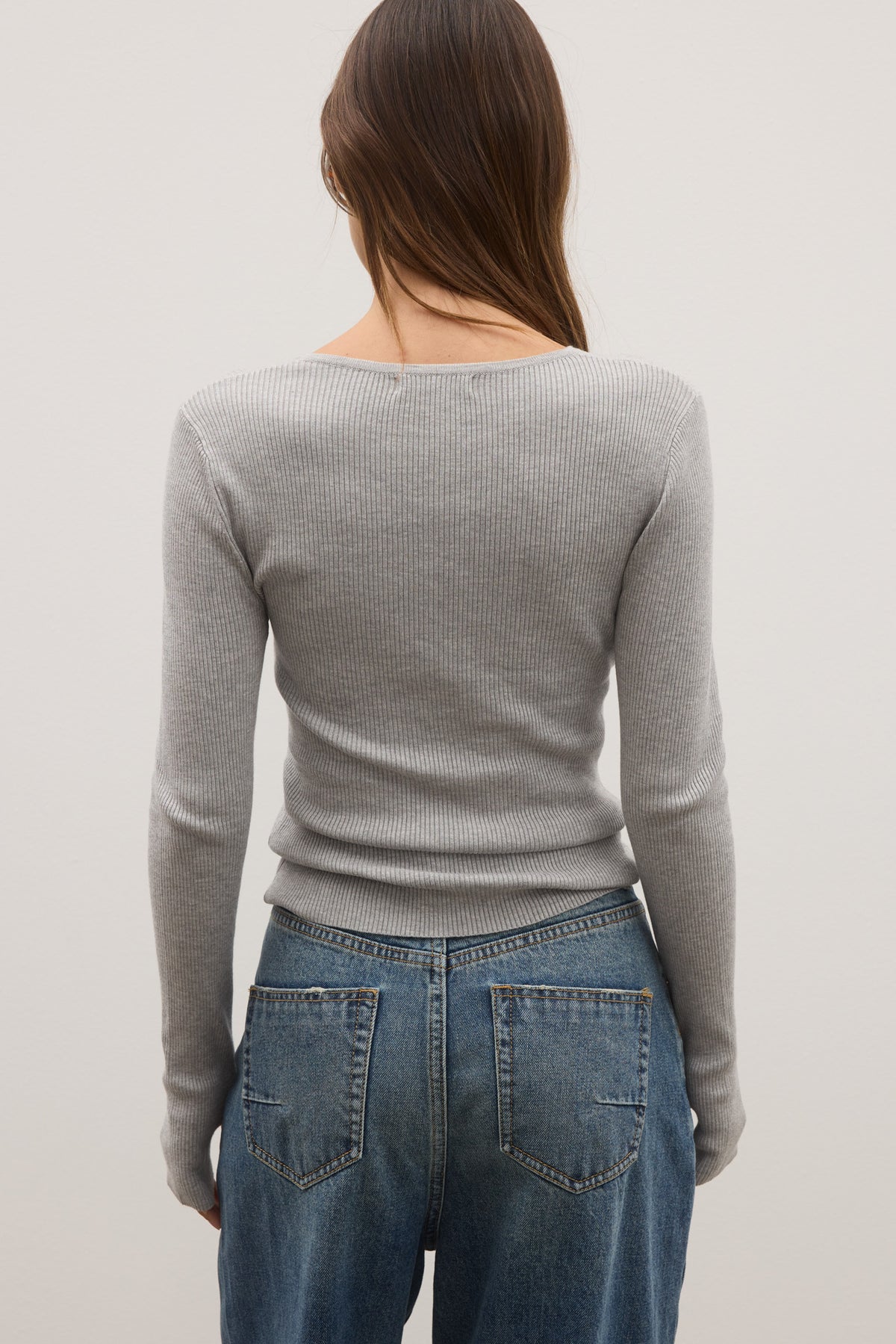 JAYDE KNIT TOP -  GREY MARLE