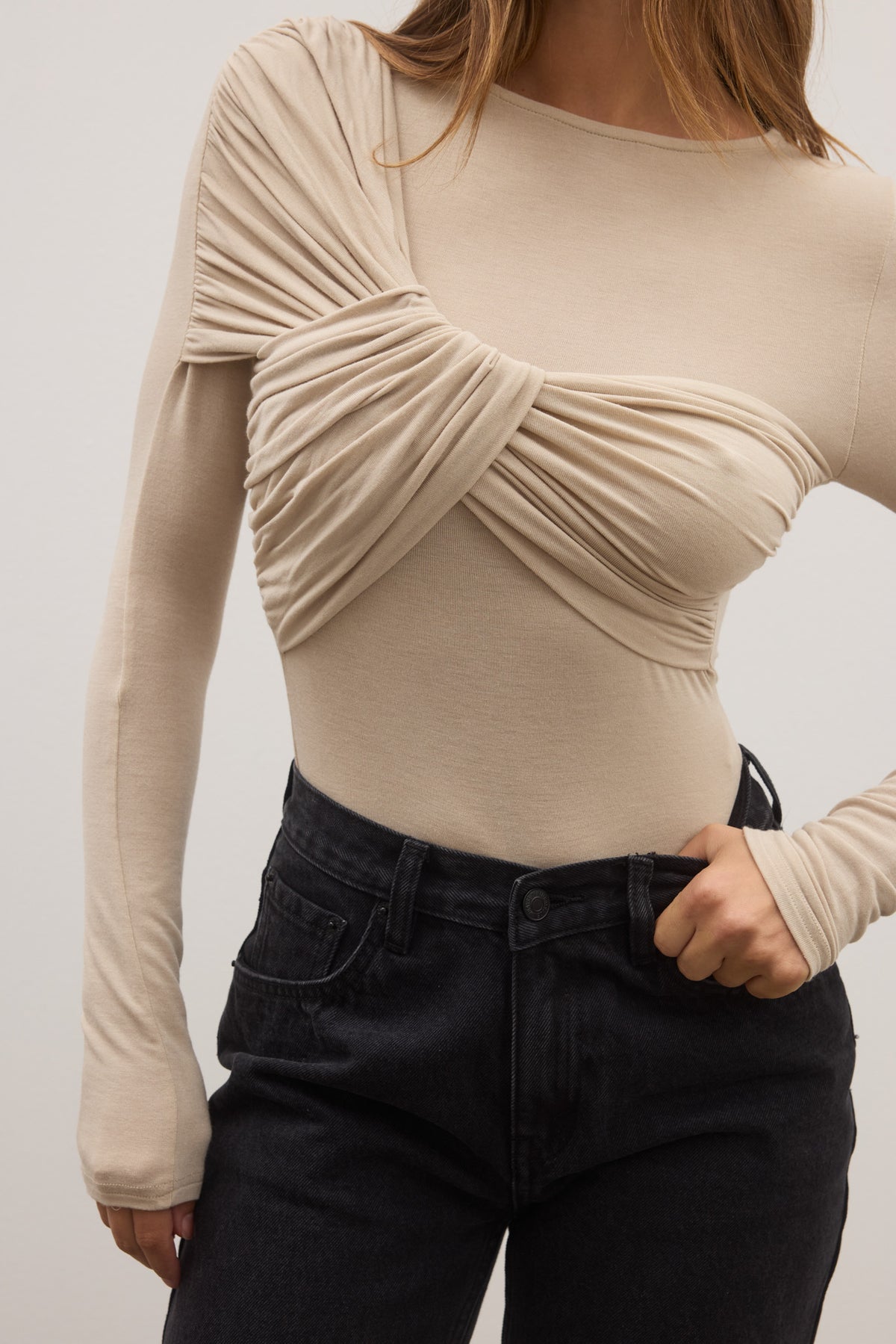 EDIE BODYSUIT - ALMOND