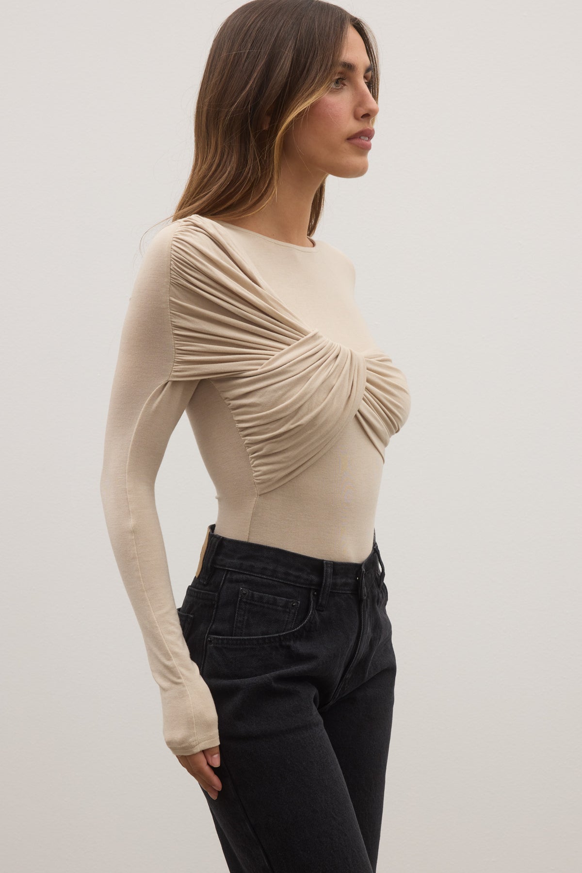 EDIE BODYSUIT - ALMOND