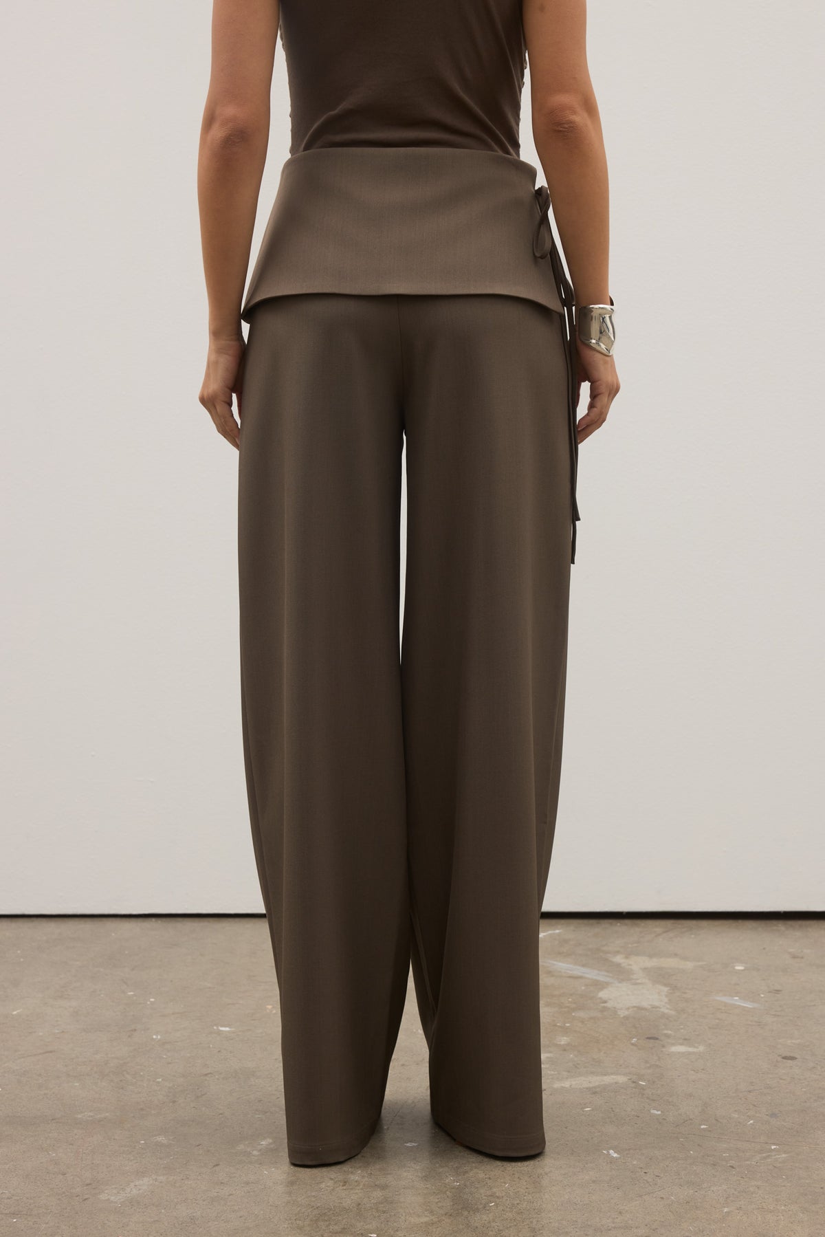 Vela Wrap Waist Wide Leg Pant in Ash, view 4, Bayse Brand