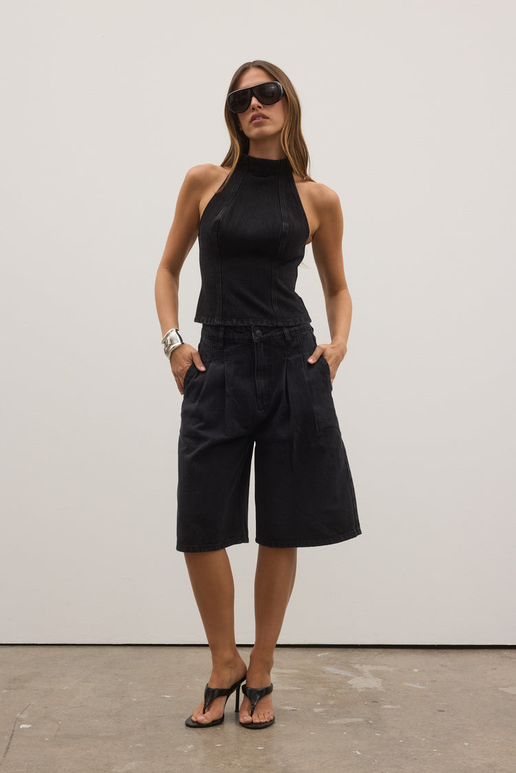 THEA DENIM TURTLENECK - BACKSTAGE BLACK