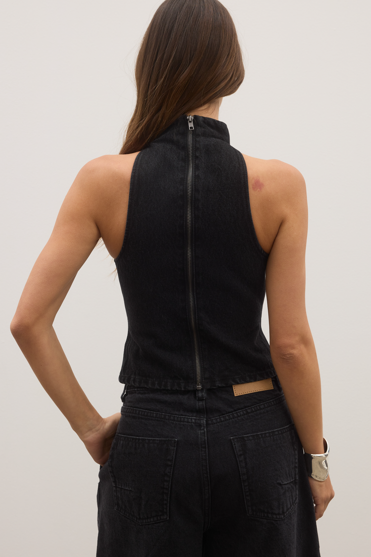 THEA DENIM TURTLENECK - BACKSTAGE BLACK