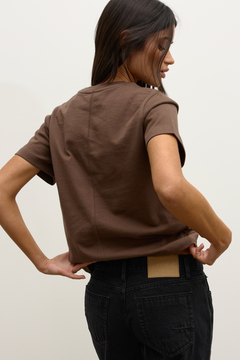 Tess Cotton Crew Neck T-Shirt in Mocha, view 4, Bayse Brand