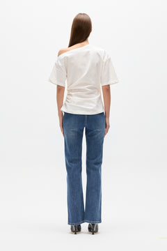 Suki Draped Off Shoulder Top in White, view 5, Bayse Brand