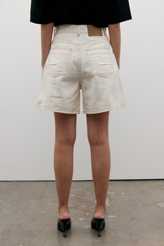 Saratoga High Rise Denim Short in Angora, view 3, Bayse Brand