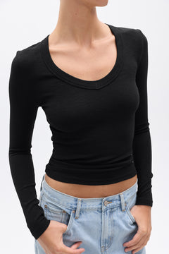 GRACE LONG SLEEVE TOP - BLACK