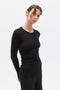 LANA LONG SLEEVE ROUCHED TEE - BLACK