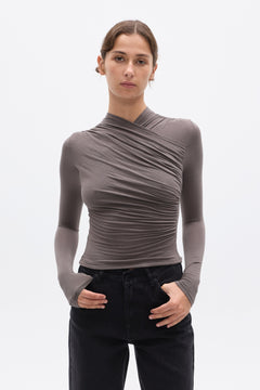 AMRITA LONG SLEEVE TOP - SMOKE