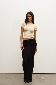 Dillon Raglan Crew Neck T-Shirt in Almond, view 3, Bayse Brand